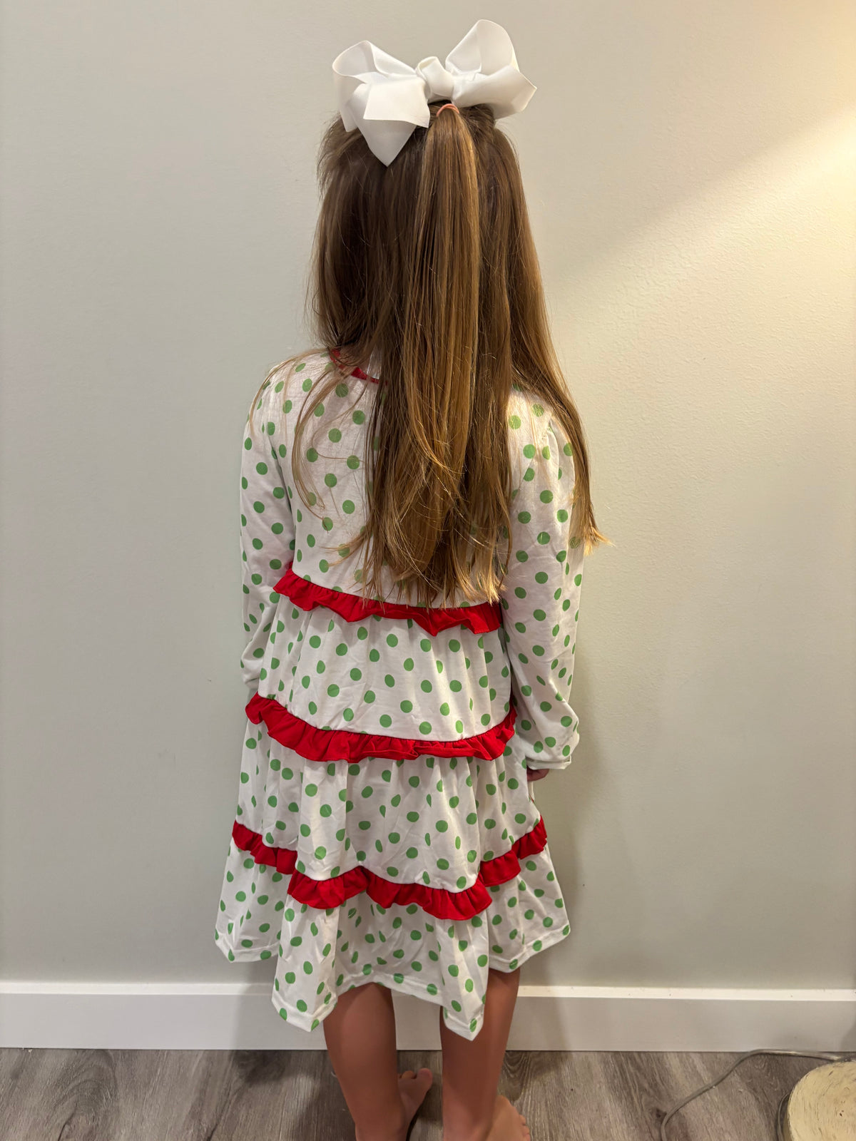 Green Dot Grinch Dress - READY TO SHIP/PICKUP