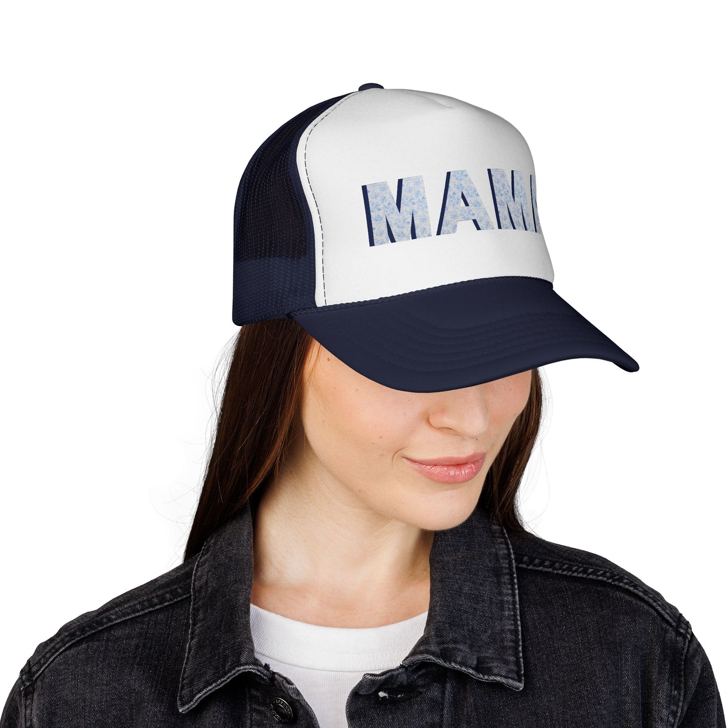 Mama Trucker Hat — Distressed Lettering Mesh Cap for Moms