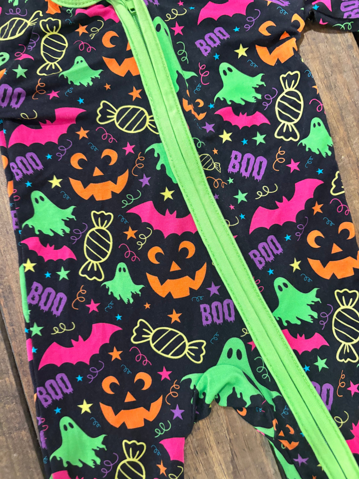EXCLUSIVE Neon Halloween Bamboo Baby Zippie - READY TO SHIP/PICKUP!