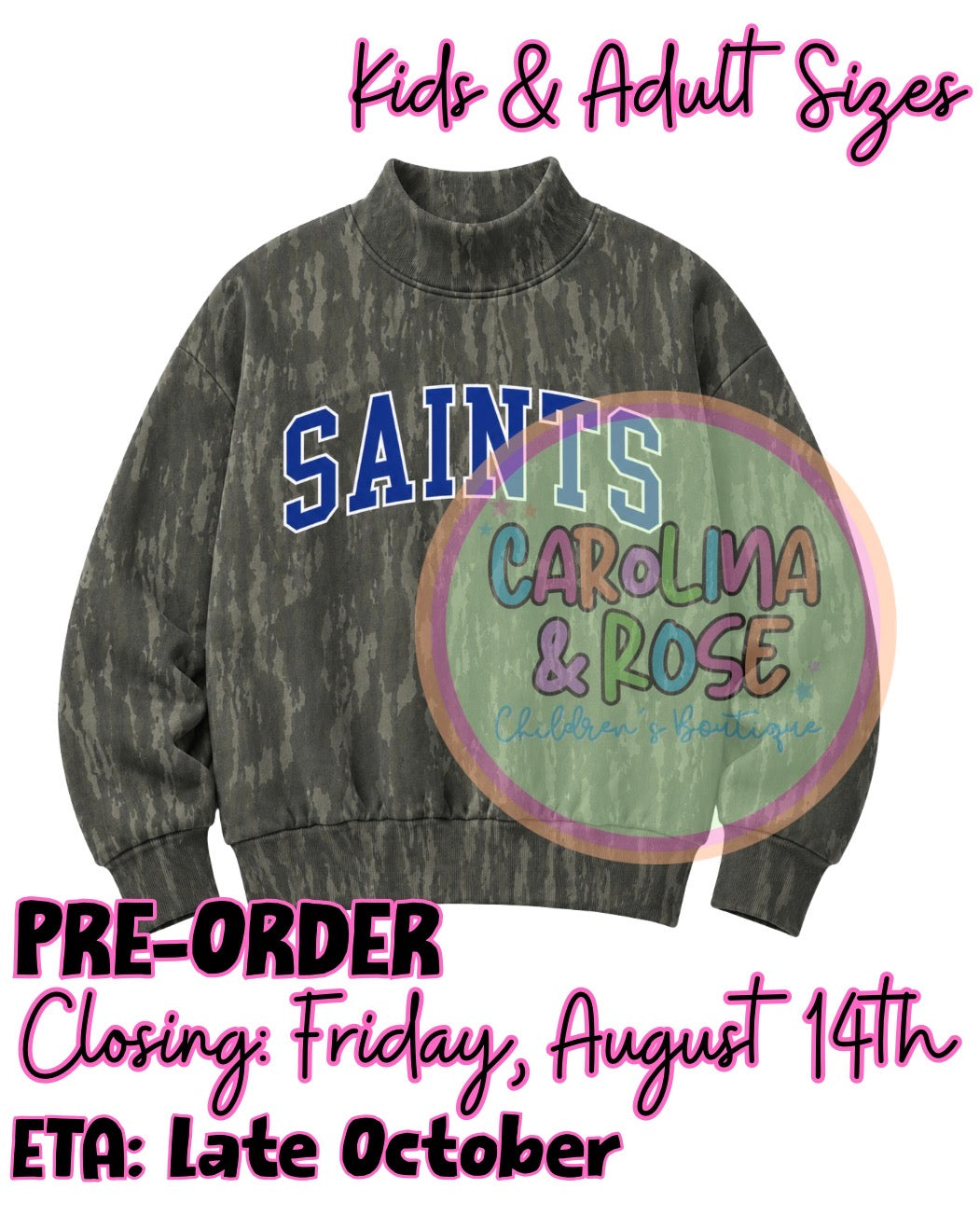 Saints - Royal Blue Camo Mock Neck *PRE-ORDER*