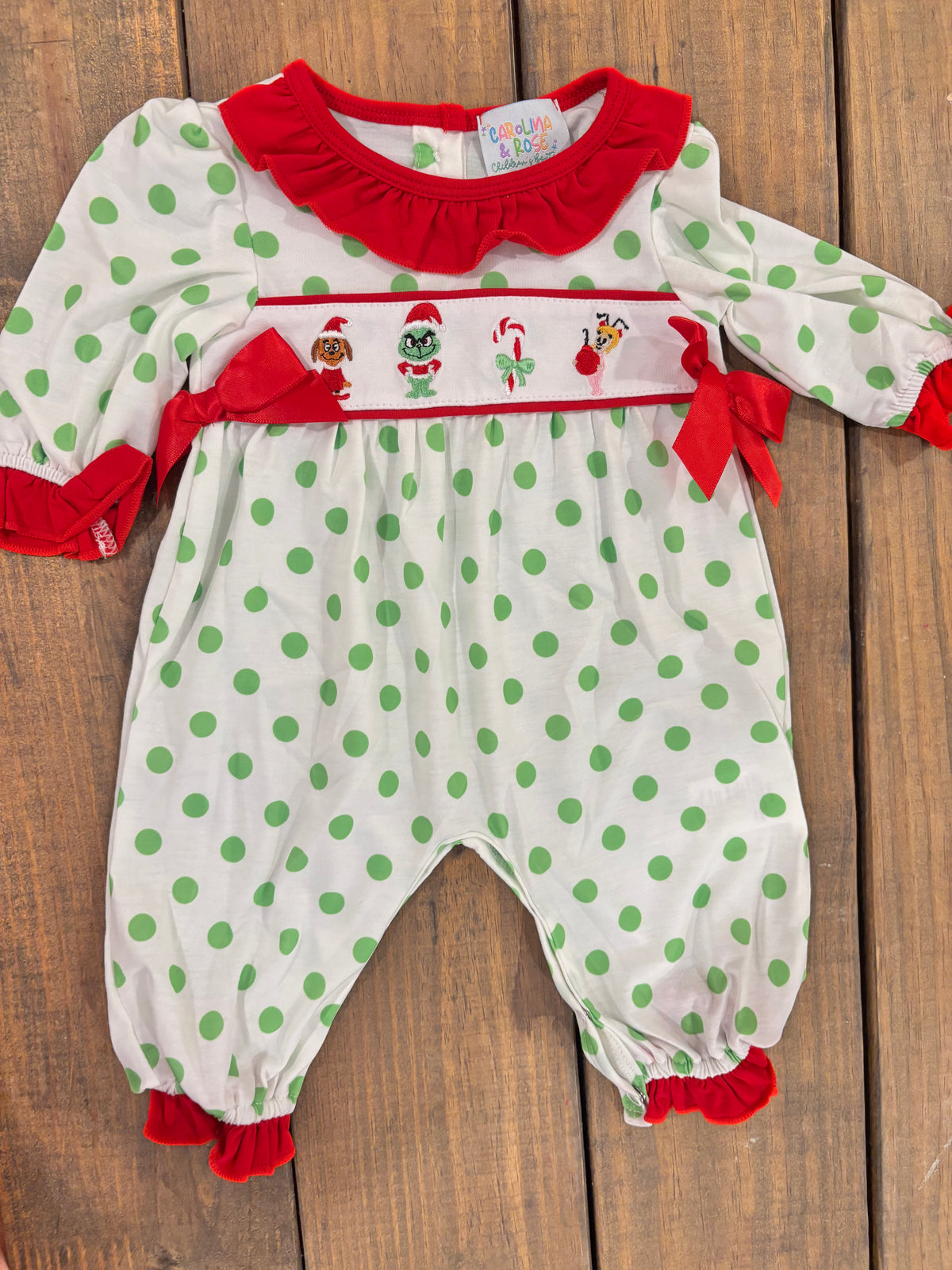 Green Dot Grinch Girl's Bubble - READY TO SHIP/PICKUP