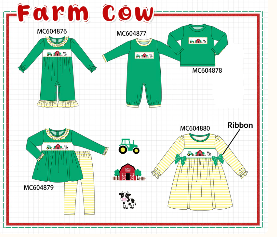 PRE-ORDER: Green Farm Cow Embroidery Collection