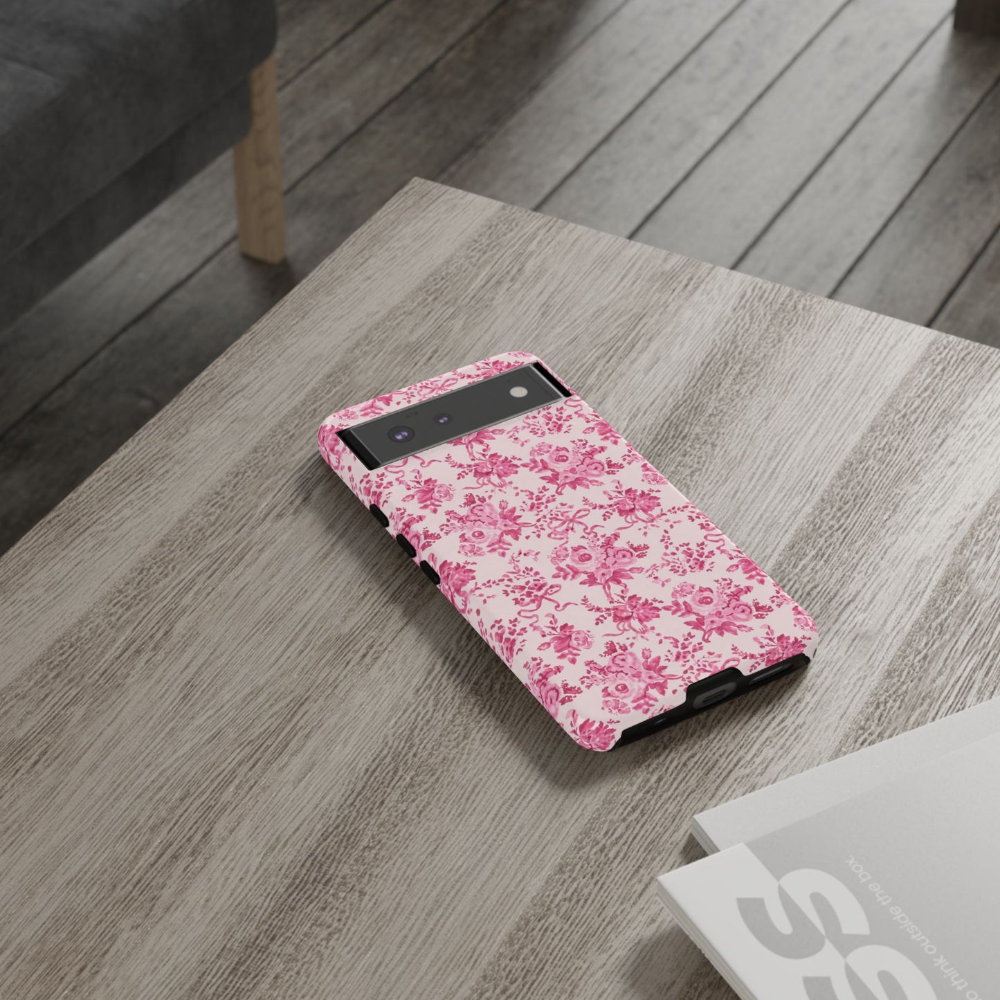 Pink Vintage Floral Tough Phone Case — Protective iPhone Cover