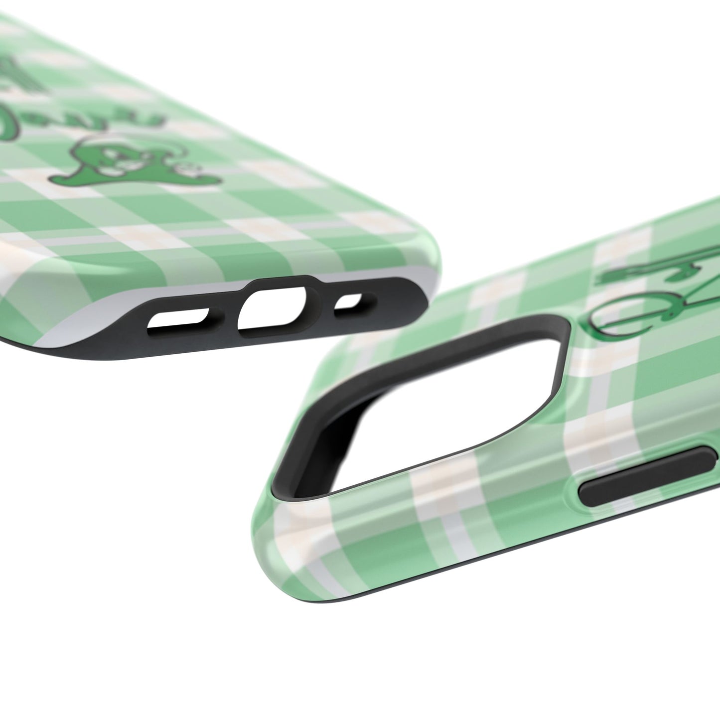 Phone Case — "Roll Wave" Green Plaid Magnetic Impact‑Resistant Case