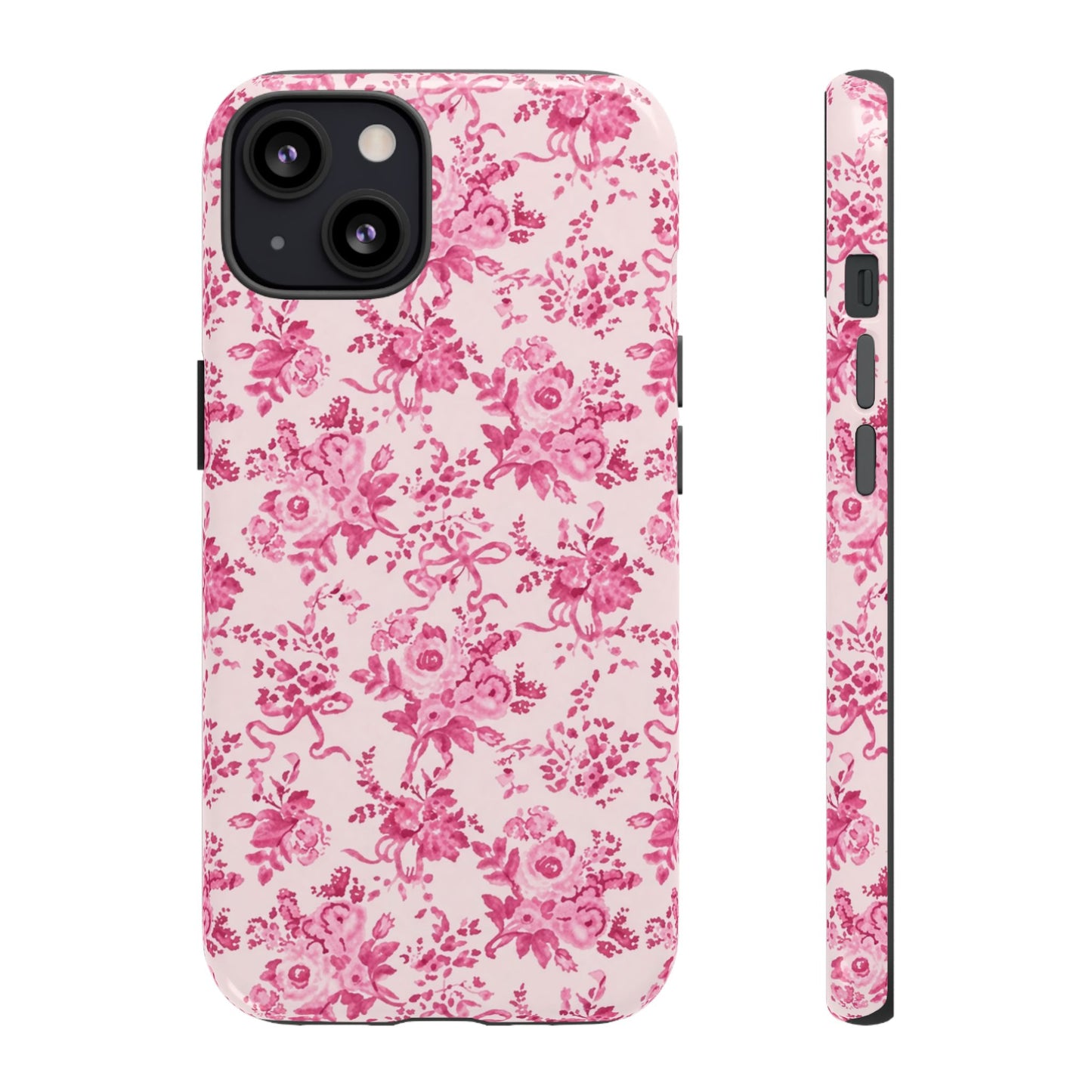 Pink Vintage Floral Tough Phone Case — Protective iPhone Cover