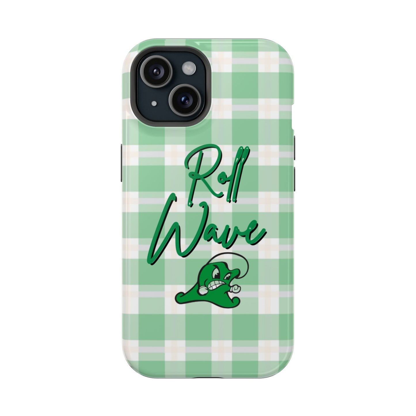 Phone Case — "Roll Wave" Green Plaid Magnetic Impact‑Resistant Case
