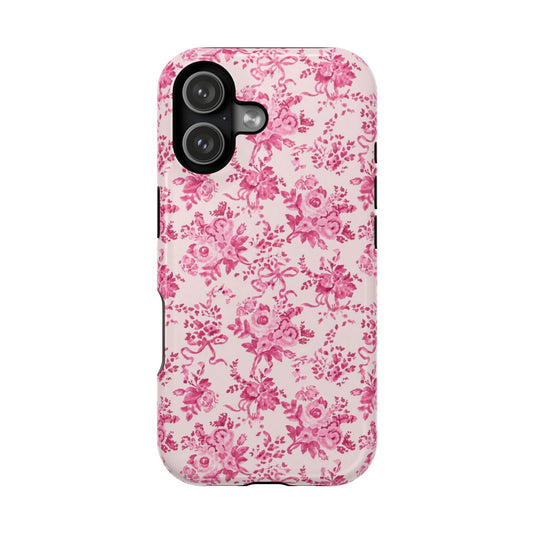 Pink Floral Magnetic Impact-Resistant Phone Case