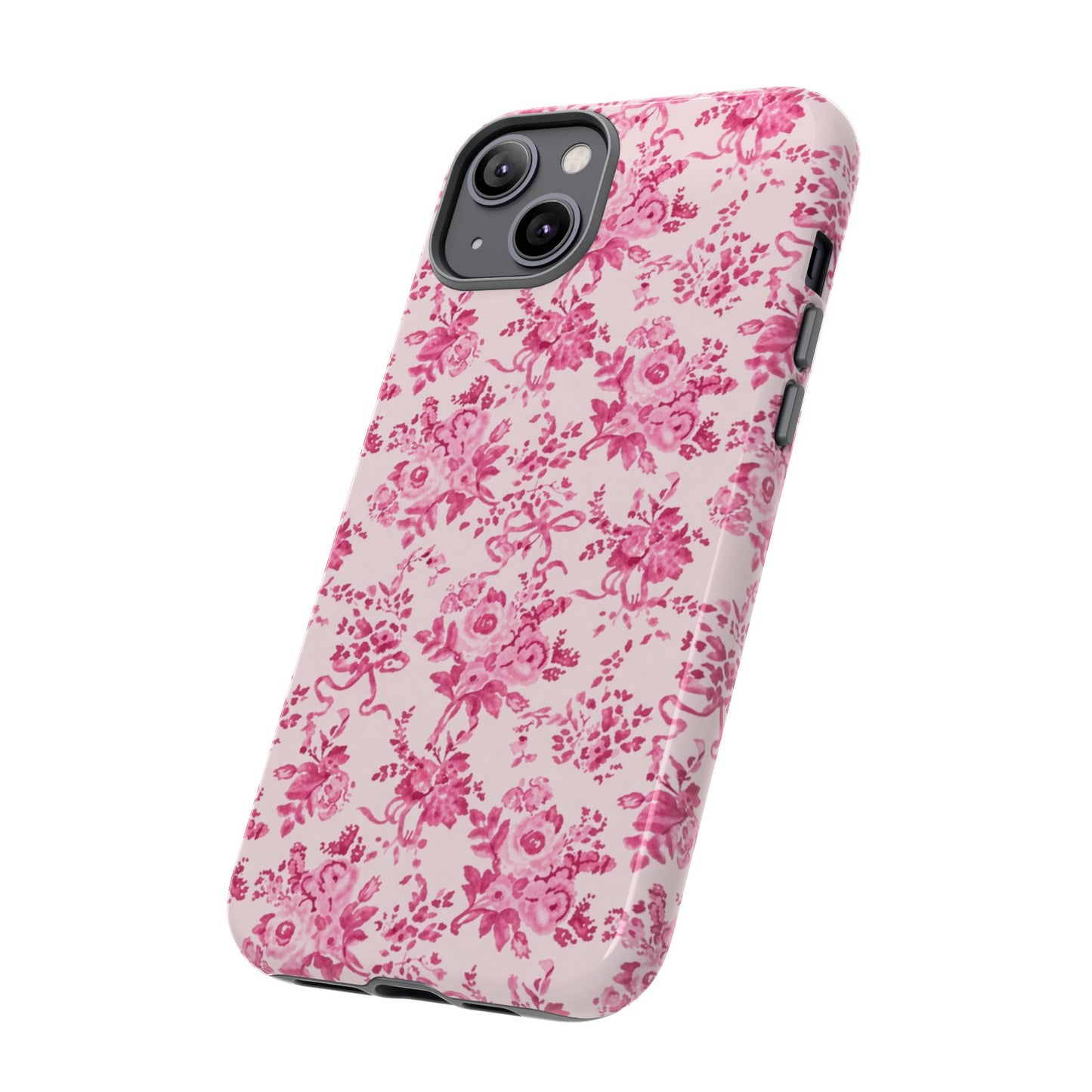 Pink Vintage Floral Tough Phone Case — Protective iPhone Cover