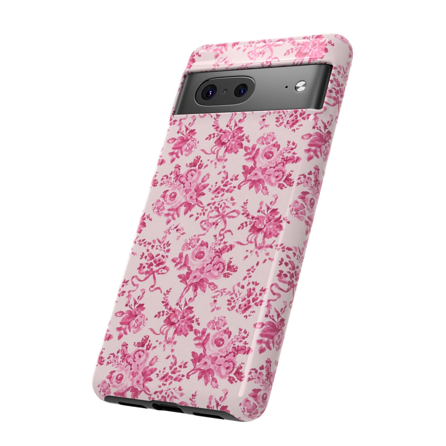 Pink Vintage Floral Tough Phone Case — Protective iPhone Cover