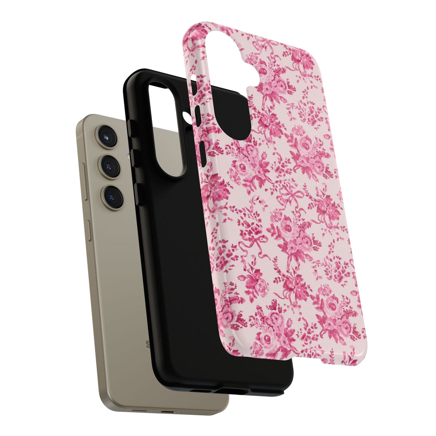 Pink Vintage Floral Tough Phone Case — Protective iPhone Cover