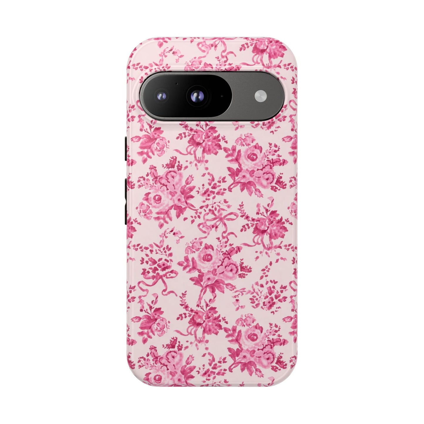 Pink Vintage Floral Tough Phone Case — Protective iPhone Cover