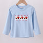 Blue construction embroidery top