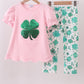Pink clover glitter pants set