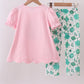 Pink clover glitter pants set