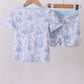 Blue bunny egg bamboo pajama shorts set