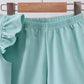 Green bunny applique shorts set