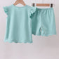 Green bunny applique shorts set