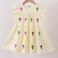 Yellow cross sequin tiered dress