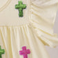 Yellow cross sequin tiered dress