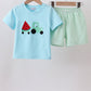 Blue watermelon truck seersucker shorts set