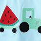 Blue watermelon truck seersucker shorts set