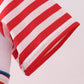 Red stripe character smocked top