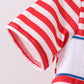 Red stripe character smocked top