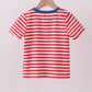 Red stripe character smocked top