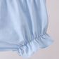 Blue cross bow embroidery ruffle gingham bloomer set