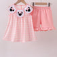Pink character embroidery gingham bubble