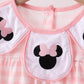 Pink character embroidery gingham bubble