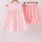 Pink character embroidery gingham bubble