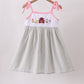 Pink seersucker farm animals embroidery ruffle dress