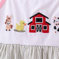 Pink seersucker farm animals embroidery ruffle dress