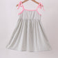 Pink seersucker farm animals embroidery ruffle dress