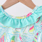 Blue sailboat print ruffle bubble