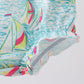 Blue sailboat print ruffle bubble