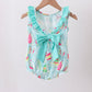 Blue sailboat print ruffle bubble