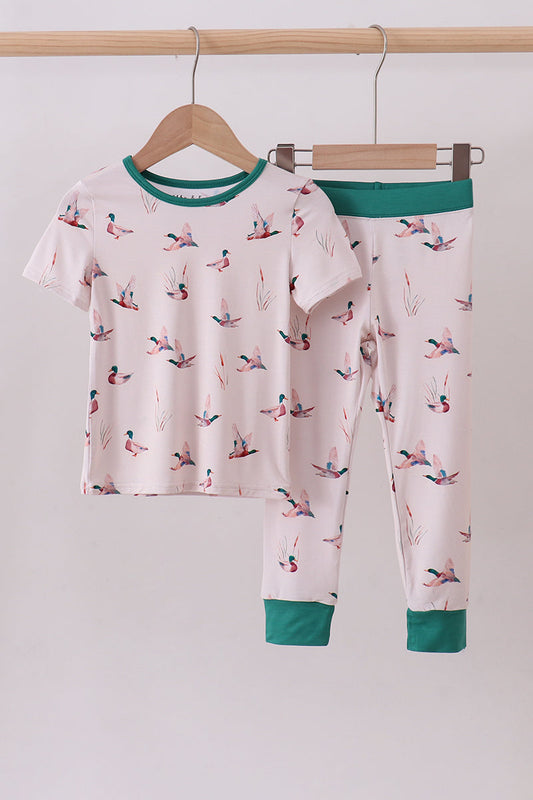 Green duck bamboo pajama set