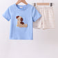 Blue puppy french knot stripe shorts set