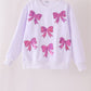 White bow sequin mom&me sweatshirt