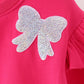 Magenta bow sequin mom&me sweatshirt