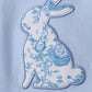 Blue bunny applique ruffle shorts set