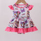 Pink character bamboo ruffle romper