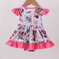 Pink character bamboo ruffle romper