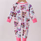 Pink character bamboo romper
