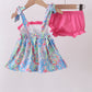 Pink character smocked ruffle bloomer set