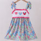 Pink character smocked ruffle dress