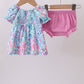 Blue marine smocked ruffle bloomer set