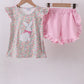 Floral bunny applique ruffle shorts set